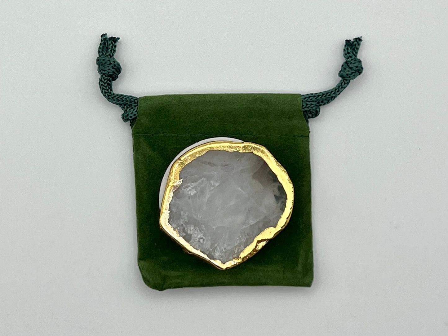 Selenite Gold Rim Phone Grip