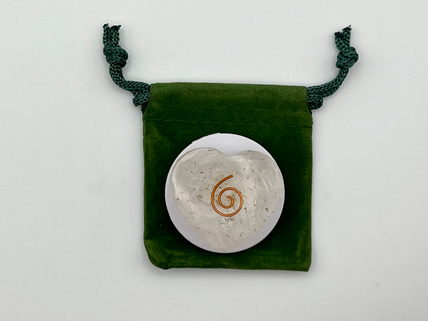 White Calcite Spiral Heart Phone Grip