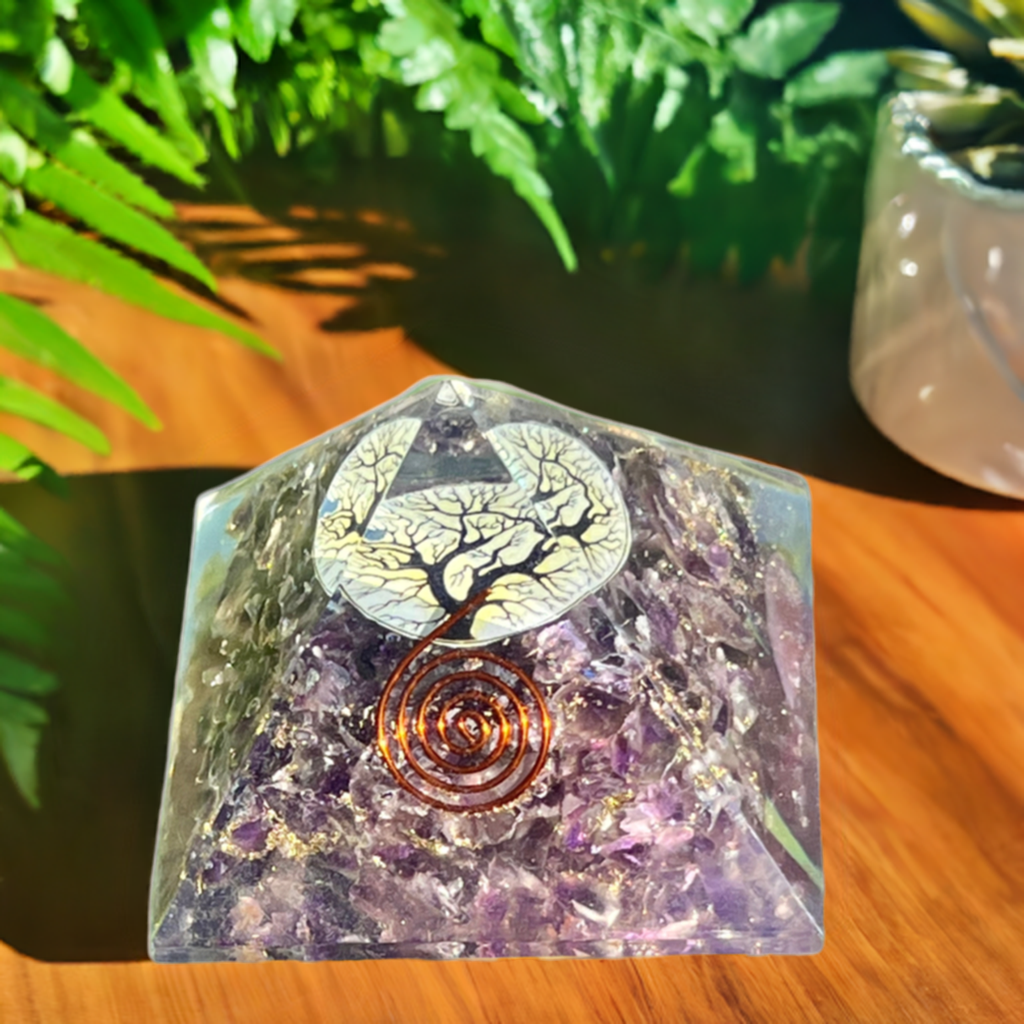 Amethyst Pyramid- Encased in Lucite