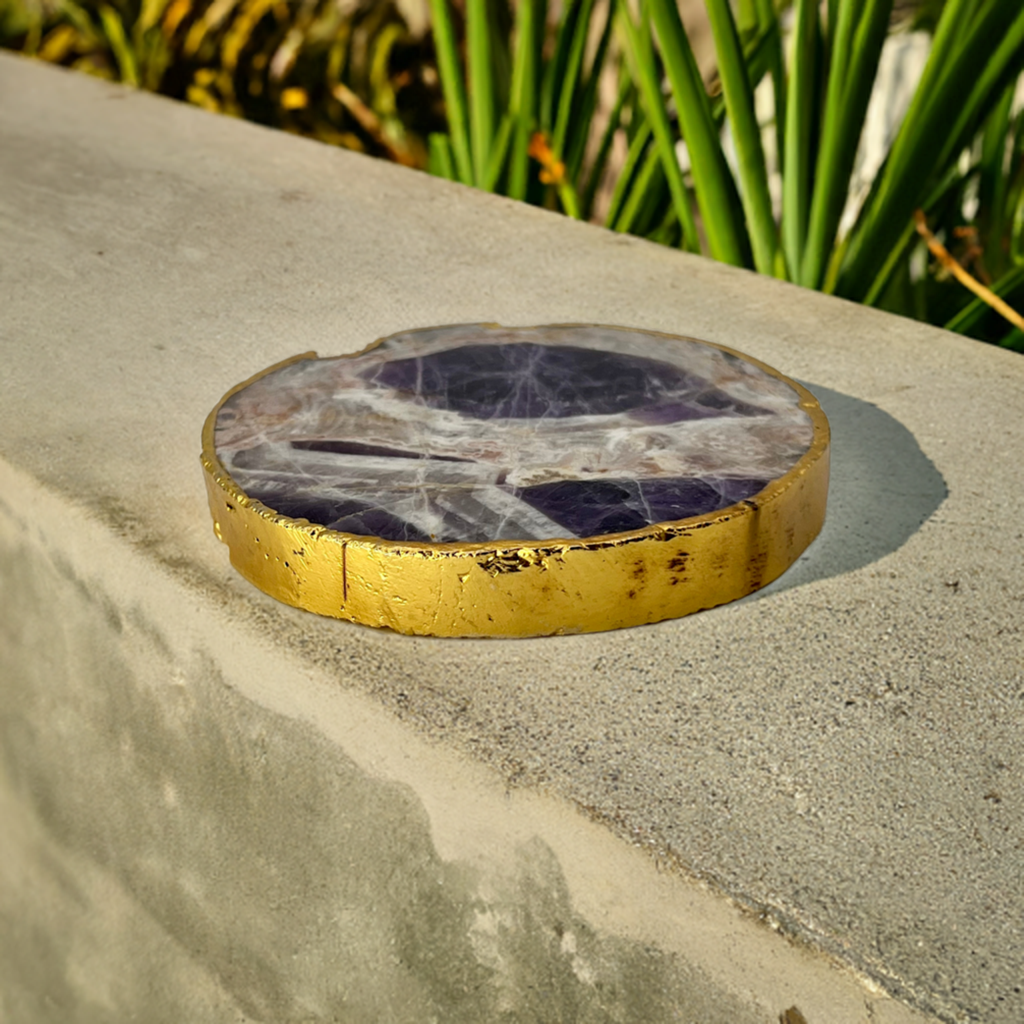 Amethyst Crystal Gold Rim Charging Plate