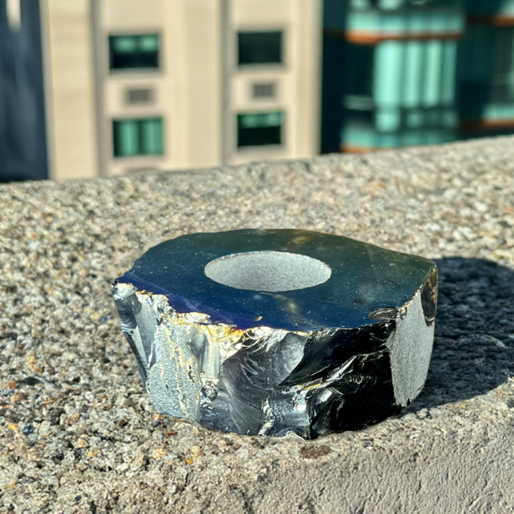 Deep Lavender Pigmented Tealight Glass Candle Holder