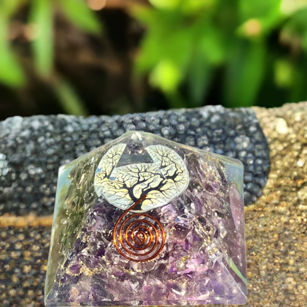 Amethyst Pyramid- Encased in Lucite