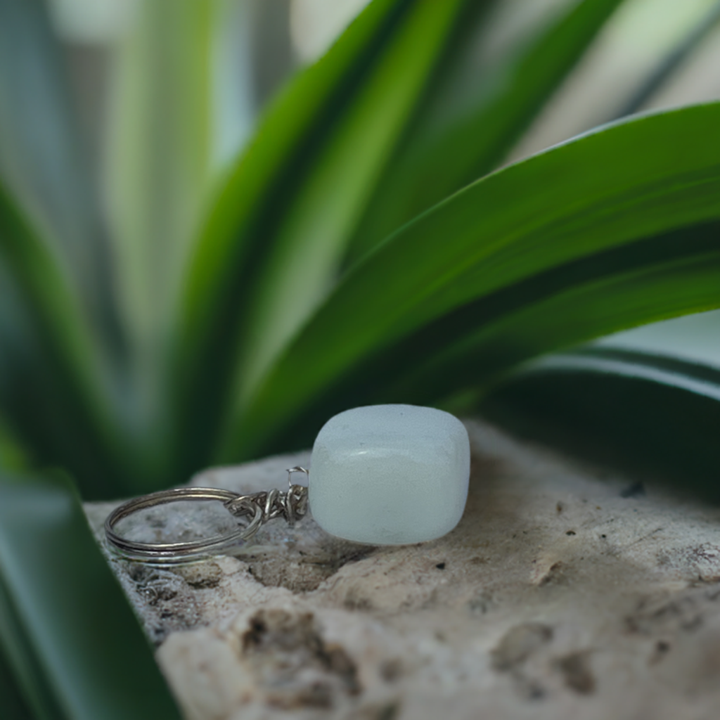 White Opal Keychain