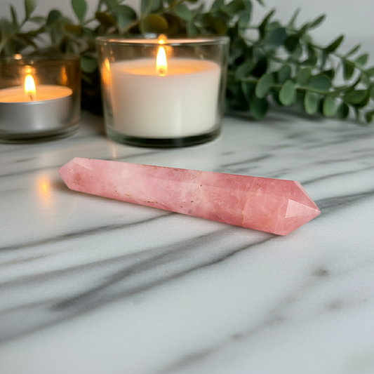 Rose Quartz Double Crystal Tower Point