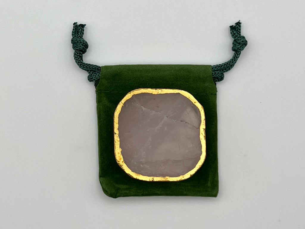 Rose Quartz Gold Rim Phone Grip