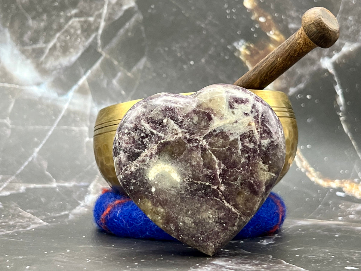 Lepidolite Heart Palm Stone