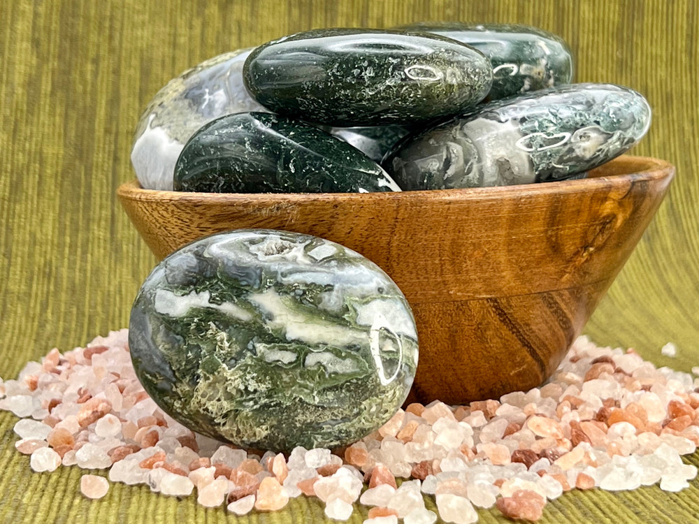 Moss Agate Palm Stone