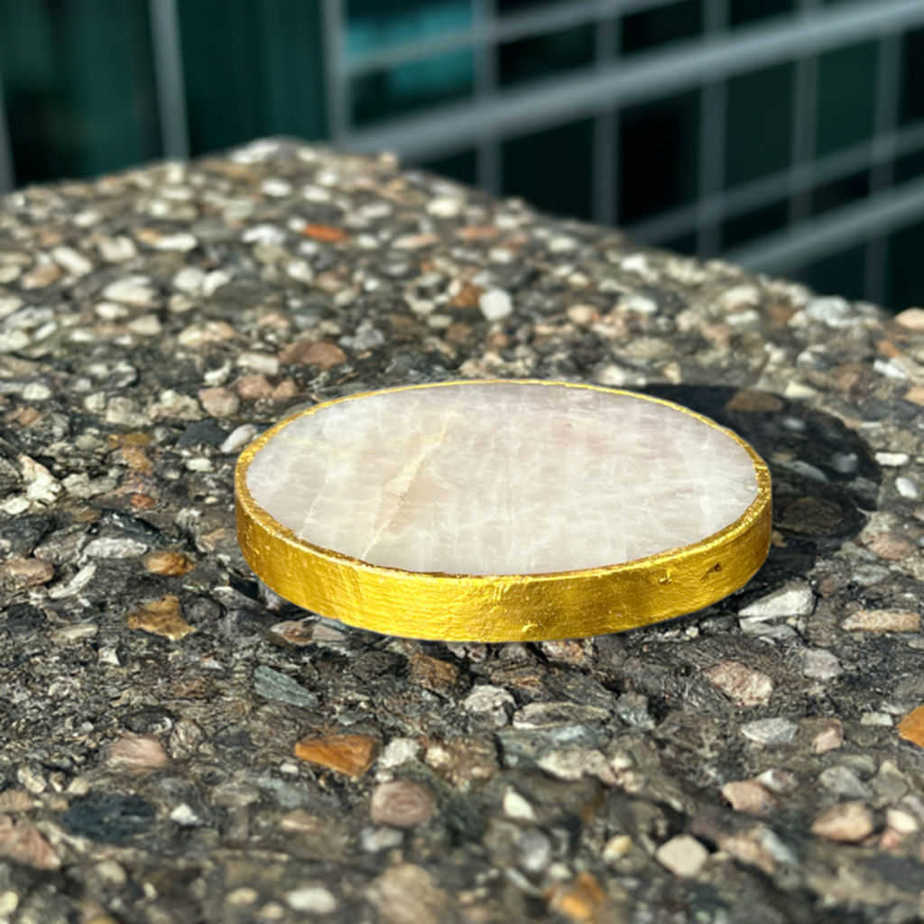 Rose Quartz Gold Rim Charging Plate