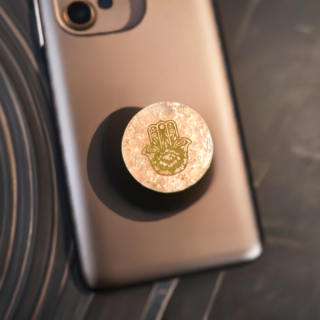 Rose Quartz Hamsa Phone Grip