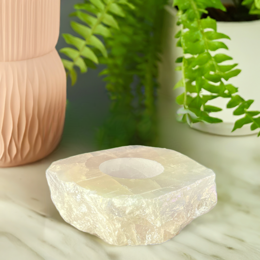 Rose Quartz Tealight Candle Holder